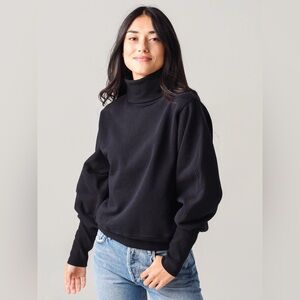 Agolde Extended Rib‎ Balloon Sleeve Turtleneck Black Sweatshirt